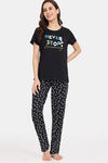Rosaline Bloom Fest Knit Cotton Pyjama Set - Black Beauty — thumbnail 4